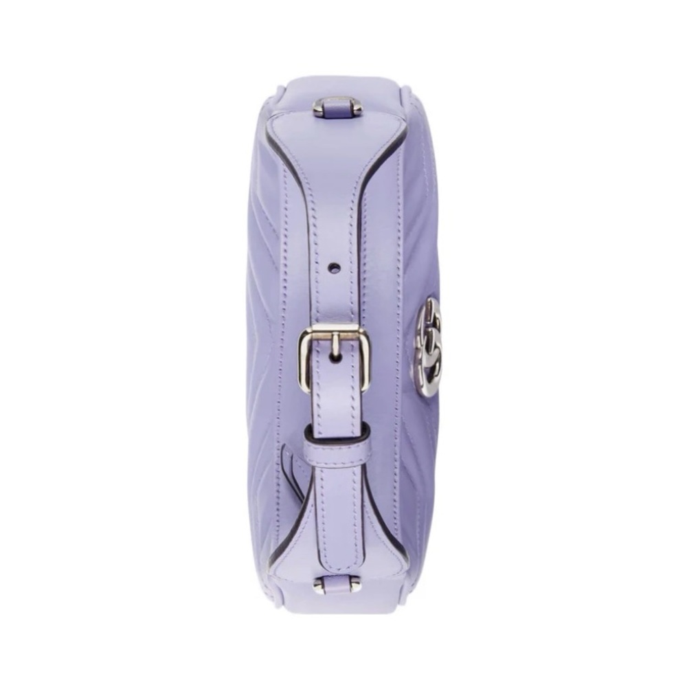 Gucci GG Marmont Mini Shoulder Bag Lavender Purple Matelassé Leather Chain Strap - Picture 7 of 9